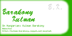 barakony kulman business card